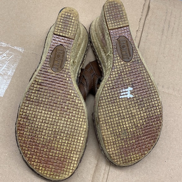 Born Sandel Cork Wedge Heel Brown Woven Leather Slip-on Women Size 7 - Picture 6 of 6